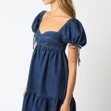 Hanna Denim Babydoll Mini Dress - Denim