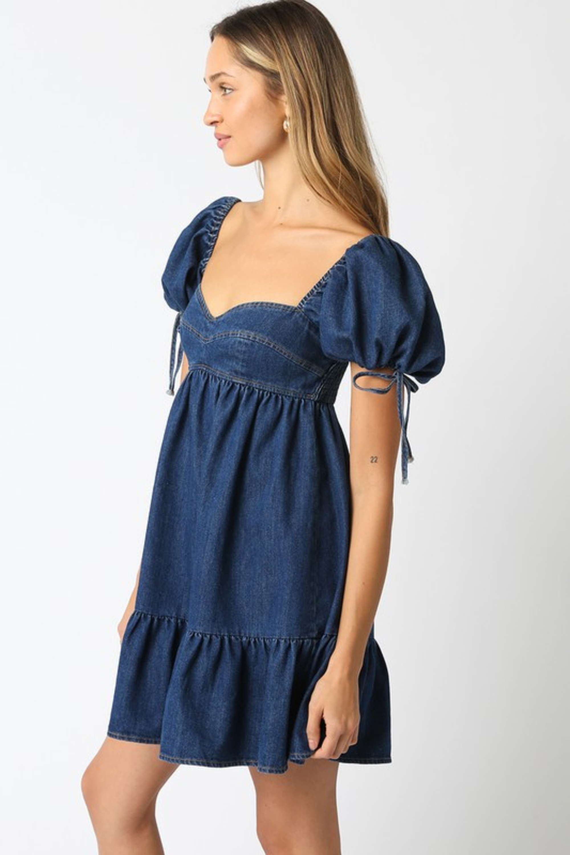 Hanna Denim Babydoll Mini Dress - Denim