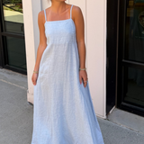 Gracie Linen Maxi Dress - Sky Blue