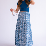 Jane Elastic Waist Maxi Skirt - Wavy Dark Teal