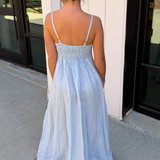 Gracie Linen Maxi Dress - Sky Blue