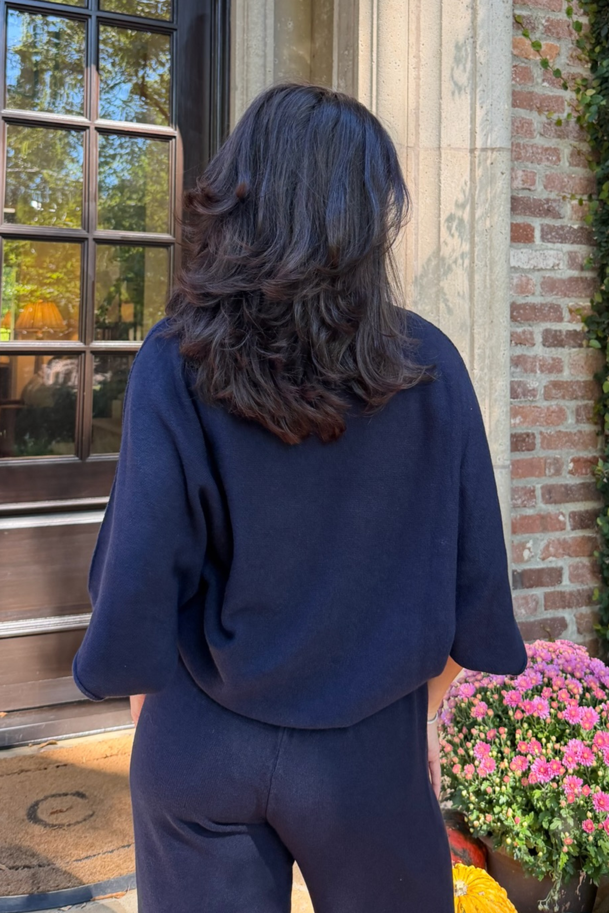 Mia Crewneck Batwing Sweater - Navy