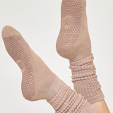 Scrunchie Grip Sock - Cocoa