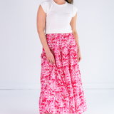 Jane Elastic Waist Maxi Skirt - Palm Beach Magenta