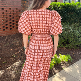 Taylor Printed Puff Sleeve Midi Dress - Multi