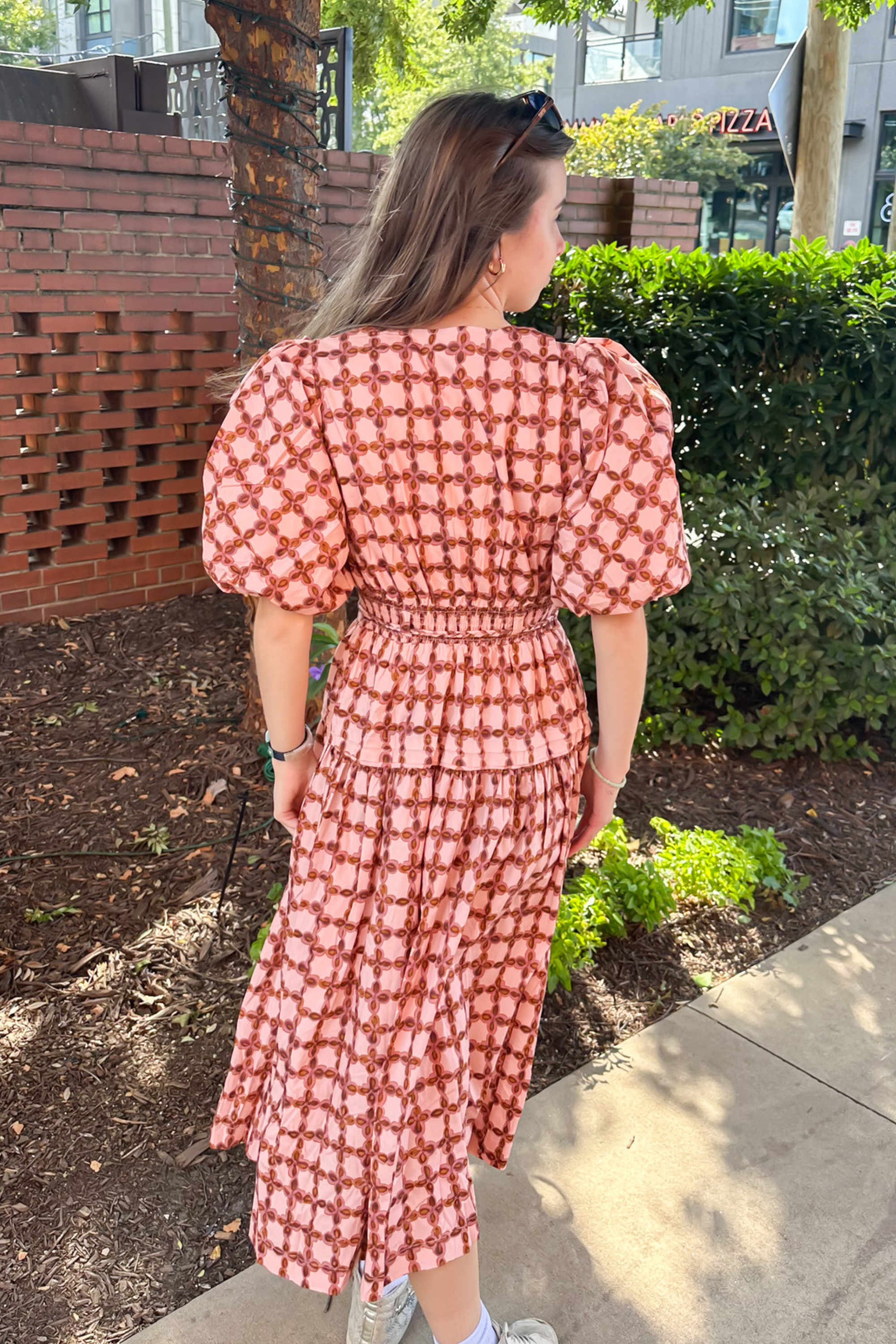 Taylor Printed Puff Sleeve Midi Dress - Multi