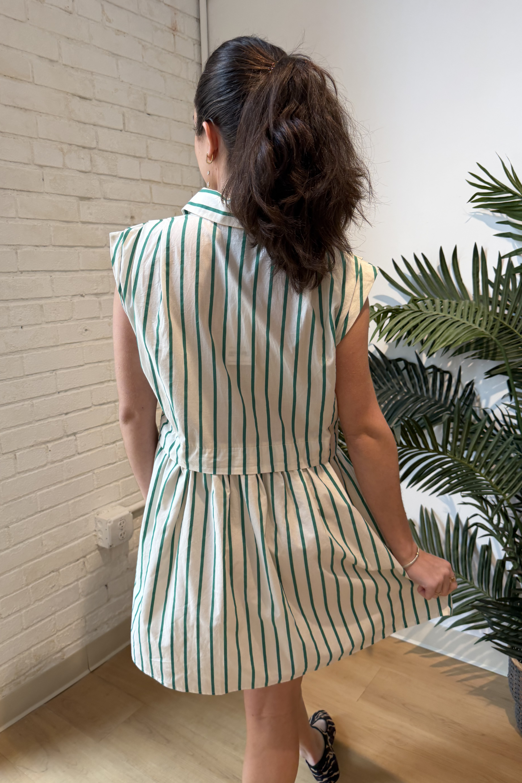 Razz Stripe Mini Dress - Green