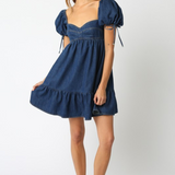 Hanna Denim Babydoll Mini Dress - Denim