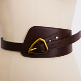 Asymmetrical Buckle Belt - Brown