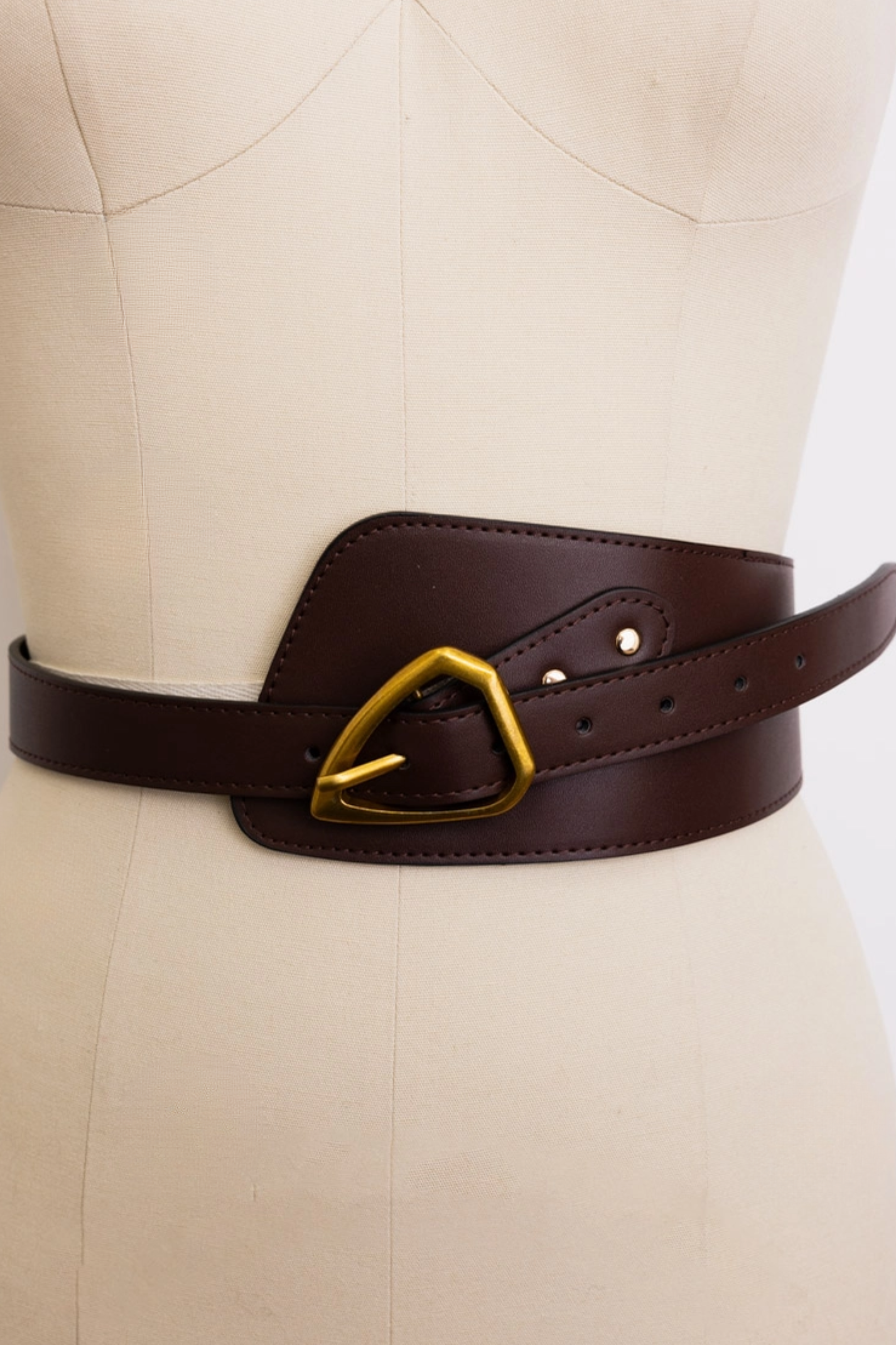Asymmetrical Buckle Belt - Brown