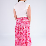 Jane Elastic Waist Maxi Skirt - Palm Beach Magenta