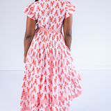Louise Flutter Sleeve Blockprint Maxi Dress - Lobsters Peach