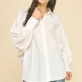 Zoe Poplin Balloon Sleeve Oversized Shirt - Off White