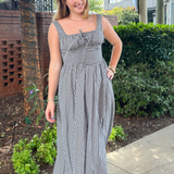 Cori Corset Gingham Maxi Dress - Black