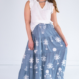 Jane Elastic Waist Maxi Skirt - Sago Palm Chambray