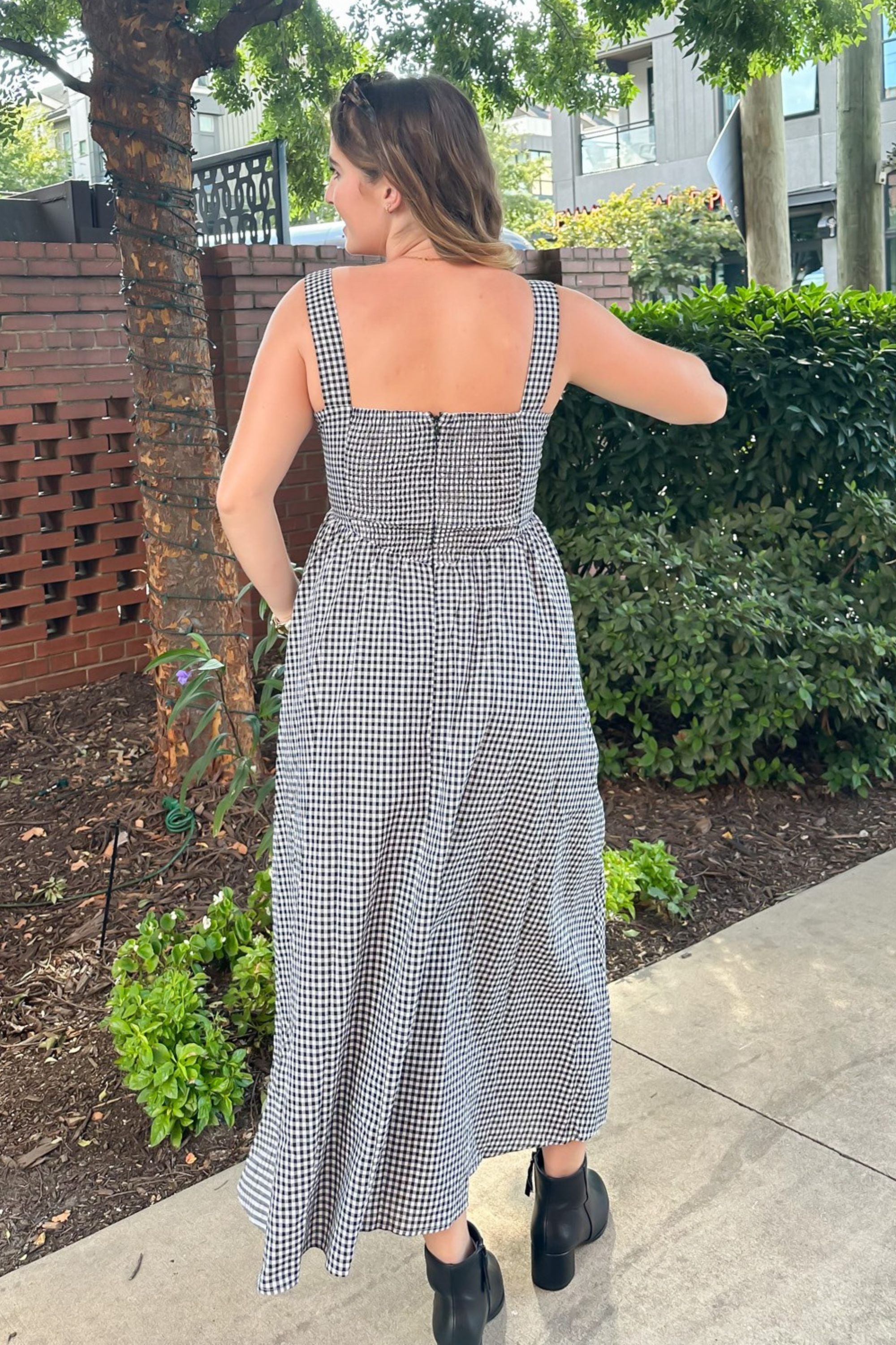 Cori Corset Gingham Maxi Dress - Black