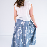 Jane Elastic Waist Maxi Skirt - Sago Palm Chambray