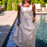 Liliana Denim Midi Dress - White