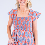 Lil Smocked Maxi Dress - Shells Peach Navy