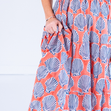 Lil Smocked Maxi Dress - Shells Peach Navy