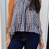 Ramone Halter Top - Brown/White