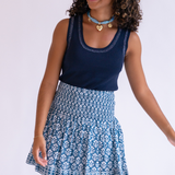 Sandy Smocked Mini Skirt - Wavy Dark Teal