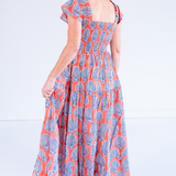 Lil Smocked Maxi Dress - Shells Peach Navy