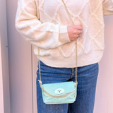 Gemma Mini Leather Crossbody Bag - Aqua