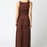 Brinley High Neck Jersey Maxi Dress - Dark Brown