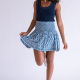 Sandy Smocked Mini Skirt - Wavy Dark Teal