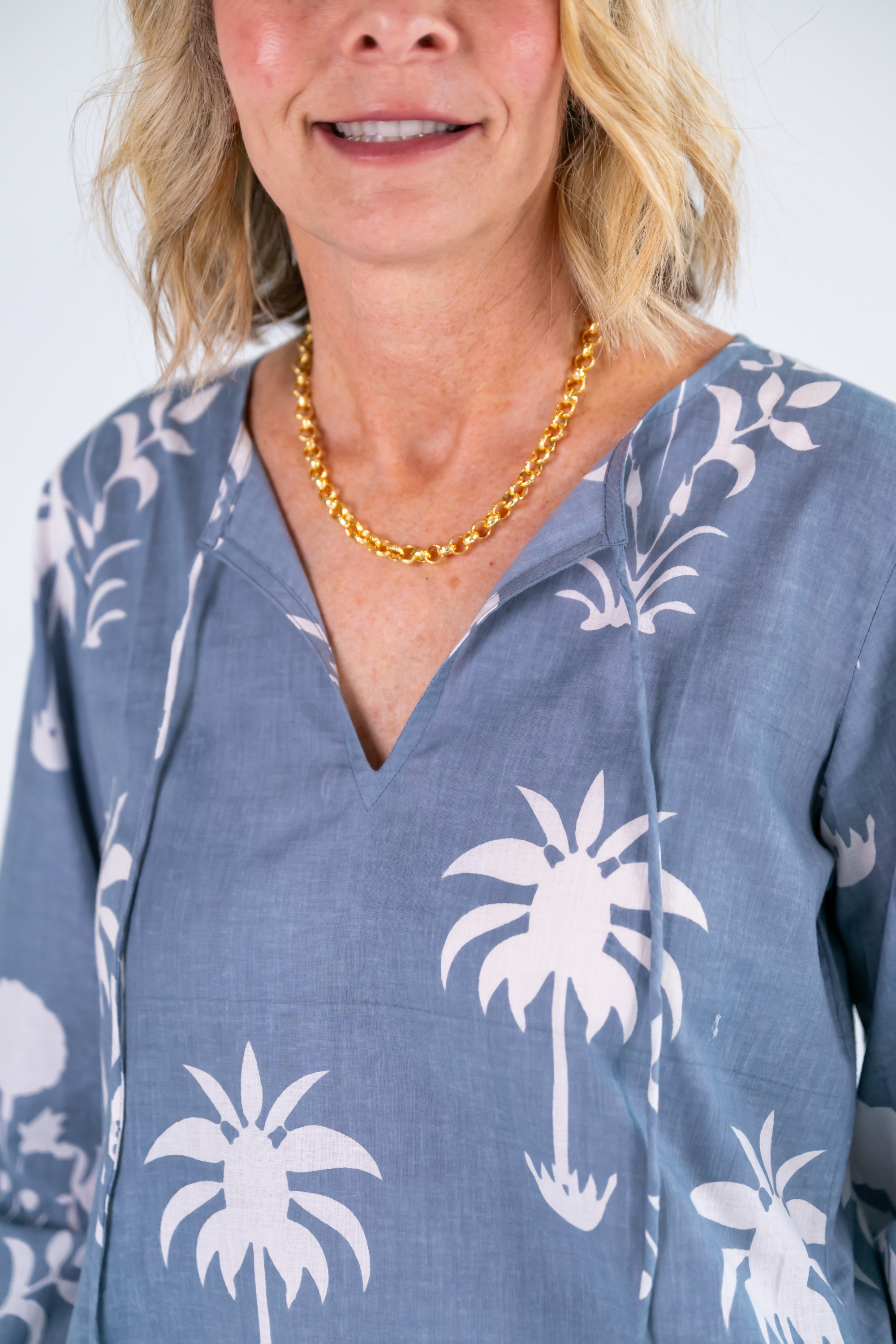 Sammy Caftan Midi - Sago Palm Chambray