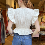 Melissa Flutter Peplum Top - Off White