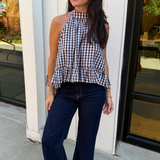 Ramone Halter Top - Brown/White