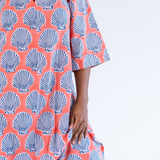 Katharine Bell Sleeve Maxi Caftan - Shells Peach Navy