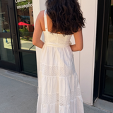 Cindy Eyelet Belted Maxi Dress - White