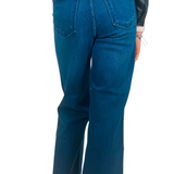 Cargo Pocket Wide Leg Jean - Dark Denim