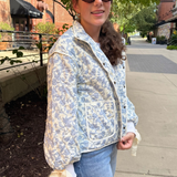 Ditsy Floral Quilted Jacket - Blue