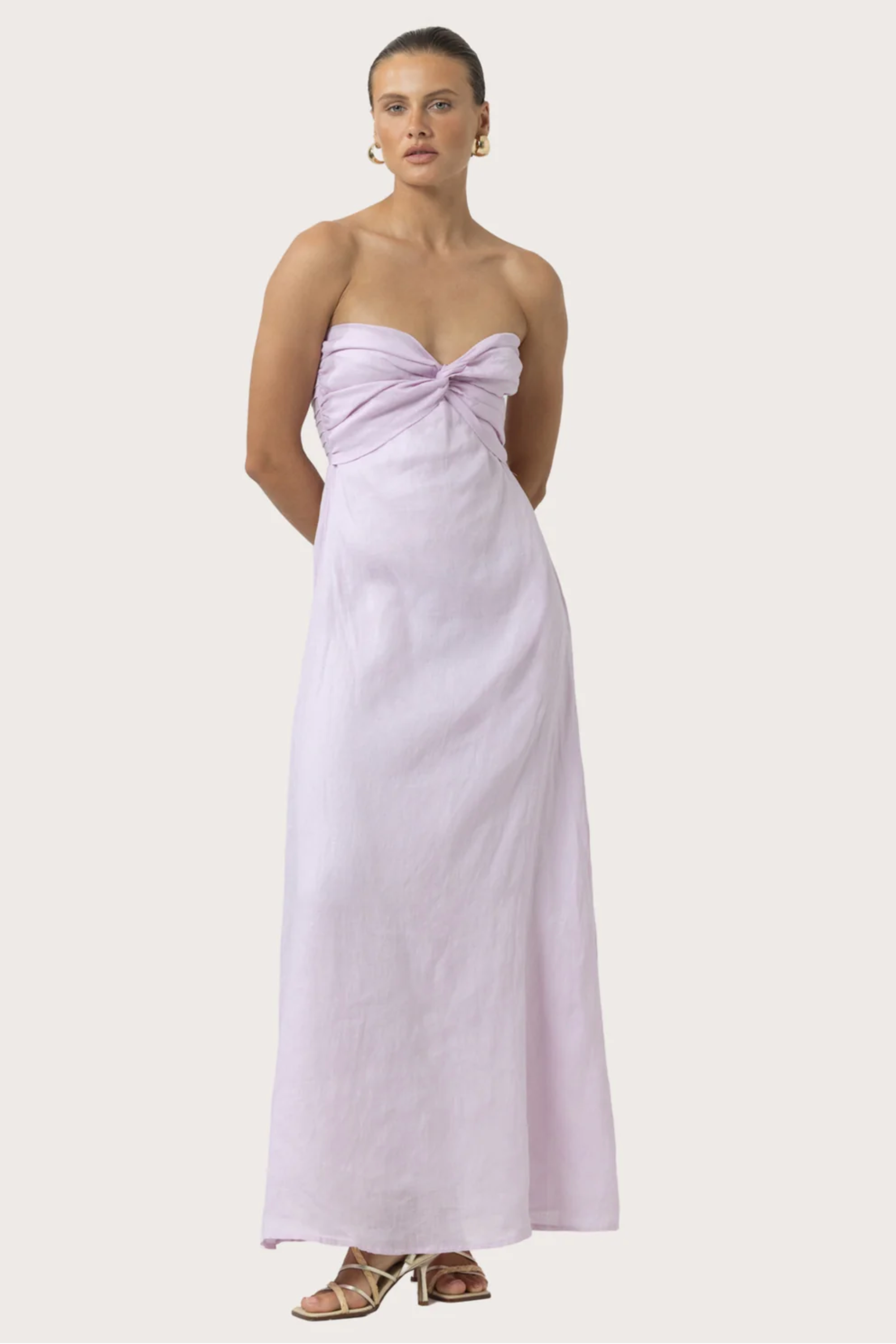 Melody Strapless Linen Maxi Dress - Lilac