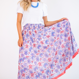 Britt Smocked Maxi Skirt - Hibiscus White