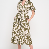 Emerald Canopy Midi Shirt Dress - Olive