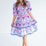 Rita Collared Mini Dress -Pink/Purple Floral