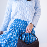 Britt Smocked Midi Skirt - Jellyfish Cornflower