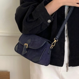 Andi Suede Buckle Shoulder Bag - Blue
