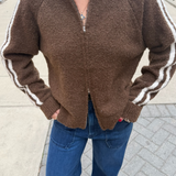 Reba Boucle Varsity Sweater - Brown
