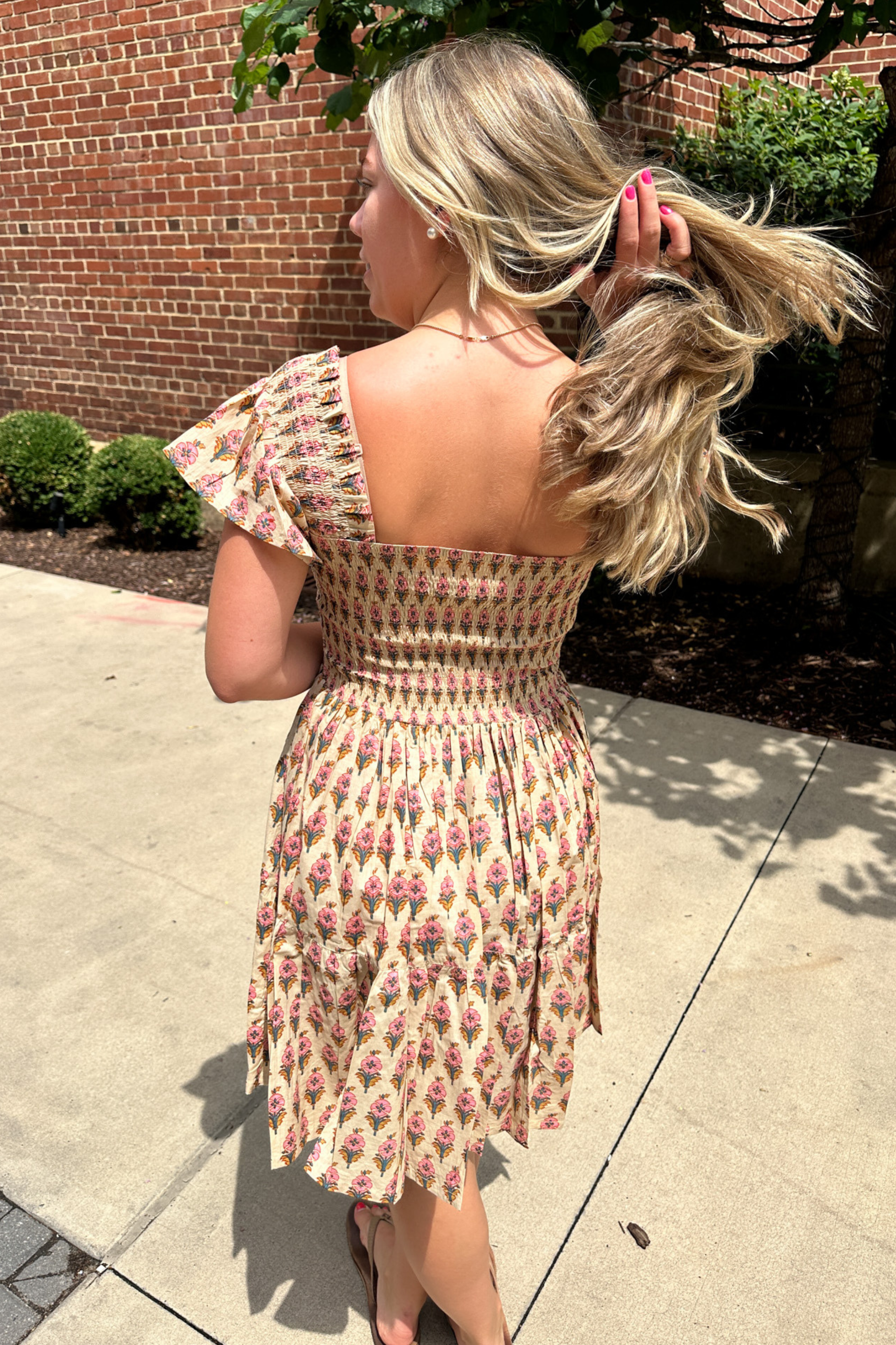 Abby Sweetheart Blockprint Mini Dress - Pansy Butter Pink