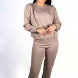 Dreamy Long Sleeve Knit Sweatshirt - Mocha