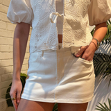 Evelyn Denim Skort - White