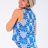 Kathy V-Neck Top - Blue Blossom