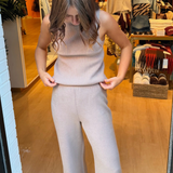 Kathy Crop Knit Flare Cozy Pant - Mocha