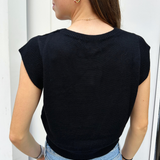 Carli Cap Sleeve Knit Top - Black